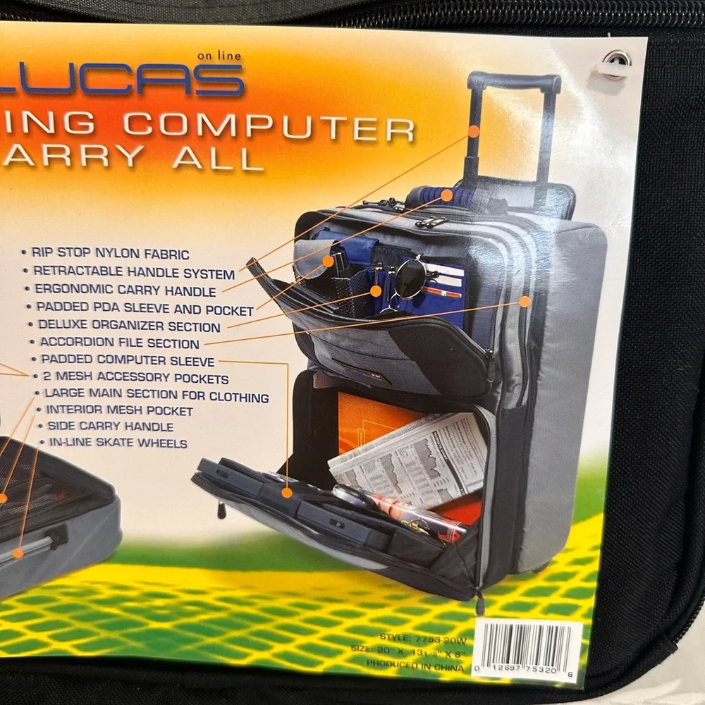 LUCAS Black and Gray Wheeling suitcase carry on